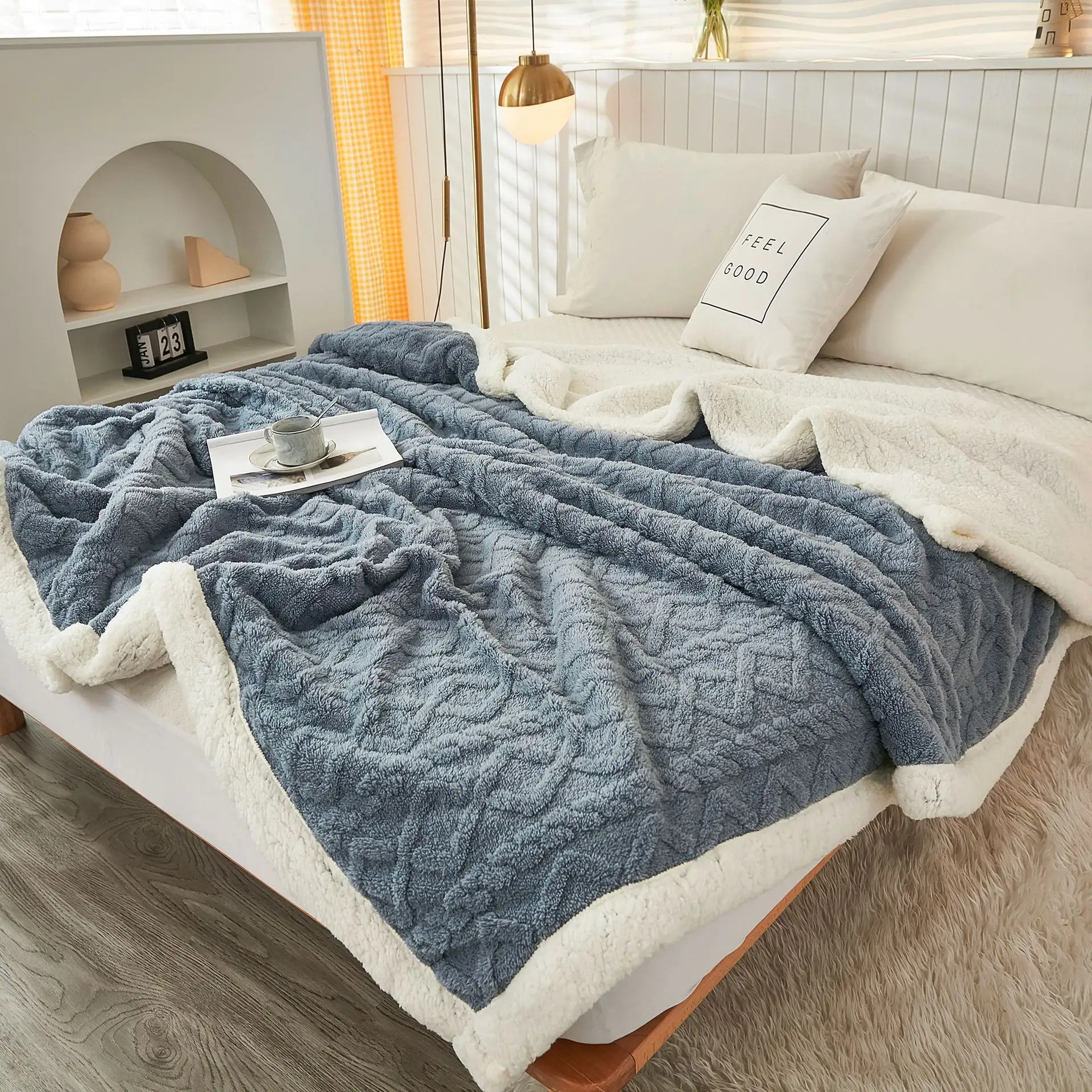 Aoyatex Sherpa Blanket Polyester Super Soft Cozy Shu Blanket Warm Flannel Soft Fleece Blanket for Sleeping