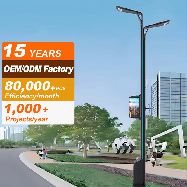 Smart IoT Street Light System with WiFi 4G Control LED Lighting Pole Advertising Display EV Charger for Smart Cities