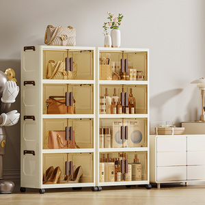 Armoire en <span class=keywords><strong>plastique</strong></span> empilable avec porte coulissante transparente et <span class=keywords><strong>roulettes</strong></span> pour usage domestique, armoire <span class=keywords><strong>de</strong></span> <span class=keywords><strong>rangement</strong></span> en <span class=keywords><strong>plastique</strong></span> - Product Image 4