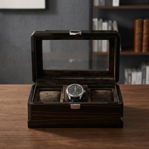 Boîte de présentation de montres en bois avec fenêtre en verre, boîte de rangement rectangulaire multi-emplacements pour collectionneur - Product Image 4