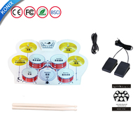 Coussin de batterie numérique d'entraînement avec hi-hat/Kick Bass pédale Sticks contrôleur Usb Aux ensemble de batterie de table pour enfants