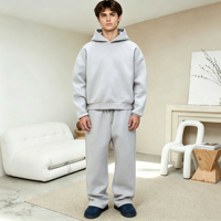 Ensemble de Survêtement avec Logo Personnalisé, Hoodie Zippé Court Lourd et Pantalon de Survêtement Ample, 100 % Coton 450 g/m², Coupe Oversize pour Homme