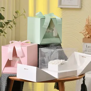 꽃과 사랑을위한 맞춤형 포장 종이 꽃 선물 상자 도매 활 접는 꽃 케이크 상자