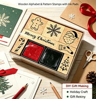Ensemble de tampons en caoutchouc en bois de Noël, 2 couleurs, tampons encreurs, tampons de fêtes, pour DIY, scrapbooking, fabrication de cartes, journal créatif, décoration, cadeau