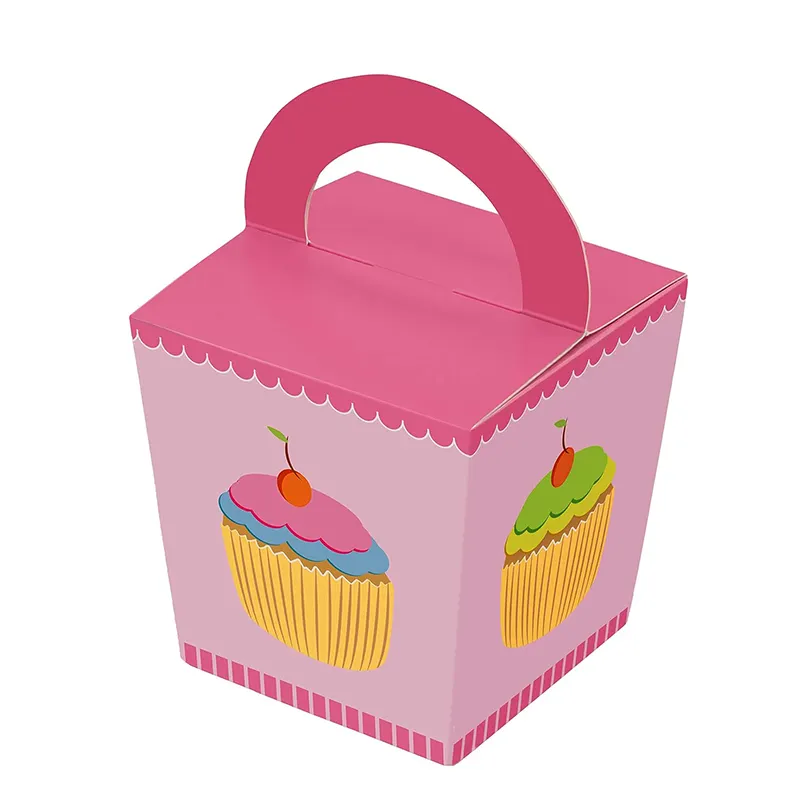 Boîtes à cupcakes en papier portables personnalisées individuelles avec poignée Boîtes à pâtisserie simples avec fenêtre pour biscuit