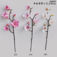 Bunga Buatan Gaya Nordik Modern 80cm, Magnolia Liar Buatan Tangan dengan Sentuhan Alami, Dekorasi Rumah untuk Pernikahan, Paskah, Wisuda, Dalam/Luar Ruangan