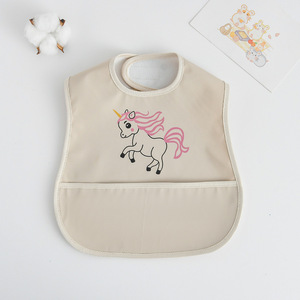 Stampa con testina di animale morbida per bambini con pettorina regolabile con chiusura a scatto impermeabile e confortevole per i mangiatori disordinati per bambini con bavaglino senza maniche - Product Image 3