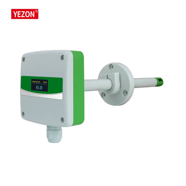 3-in-1 Air Velocity Speed Transmitter Flow Measure Temperature Sensor RS485 Flange Type Display OEM ABS for HVAC System