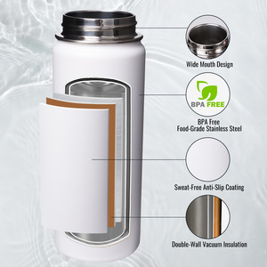 Botella de Agua de Acero Inoxidable con Aislamiento al Vacío de Doble Pared de 18 oz, Boca Ancha, Tapa Abatible a Prueba de Fugas, Mantiene el Frío por 24 Horas y el Calor por 12 Horas, Libre de BPA, para Exteriores - Product Image 4