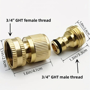 Brass 3/4 Inch <b>Quick</b> Connect Garden Hose Fitting Male <b>Connector</b> For Irrigation Bulk Hose - Product Image 5
