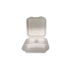 थोक biodegradable गन्ना फाइबर सीपी 8 इंच 3 डिब्बे एक करने के लिए खाद्य बॉक्स कवर खाद्य कंटेनर