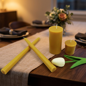 Velas Cónicas de Cera de Abeja Amarillas Sin Humo Sin Aroma para Actividades Religiosas y Decoración del Hogar Uso en Interiores - Product Image 6