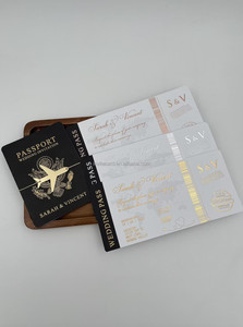 Invitation de <span class=keywords><strong>mariage</strong></span> au design populaire : passeport, <span class=keywords><strong>carte</strong></span> <span class=keywords><strong>d</strong></span>'<span class=keywords><strong>embarquement</strong></span>, <span class=keywords><strong>carte</strong></span> <span class=keywords><strong>d</strong></span>'accès avec couverture et avion - Product Image 4