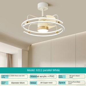 Ventilador de techo LED de diseño silencioso moderno Fuente de luz CC integrada Nuevo producto Zhongshan para restaurante Comedor Dormitorio Uso de vidrio - Product Image 2