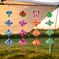 Tourniquet à vent suspendu pliable de 140 cm à 10 panneaux, paillettes arc-en-ciel, décoration de jardin, protection UV, nylon imperméable, sculpture cinétique éolienne