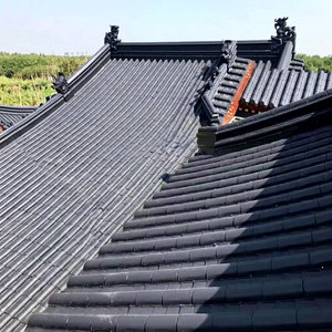 Système de mur-rideau en tuiles de style chinois traditionnel, panneaux de toiture gris foncé pour la construction de temples et de halls - Product Image 1