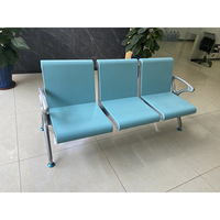 Banc d'attente moderne en aluminium pour aéroport, siège en cuir PU, 3 places, pour hall public, école et extérieur