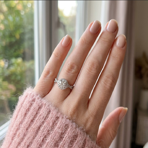 Bague de fiançailles avec diamant à centre rond en or blanc massif 18 carats diamant véritable bijoux fins semi-monté avec certificat GIA en mariage - Product Image 4