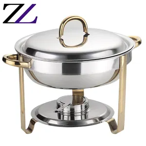 Stove holden circular chaffing dish 4l round small portable camping outdoor kitchen ruitu built-in home gold-chafing-dish