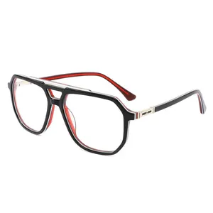 Most Popular Acetate Frame Eyeglasses Optical Frame For Women Rainbow Double Bridge Eyeweares