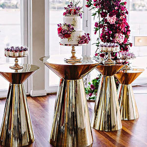 Modern Gold Design Stainless Steel Round Cake <b>Table</b> for Wedding Decorations - Product Image 2