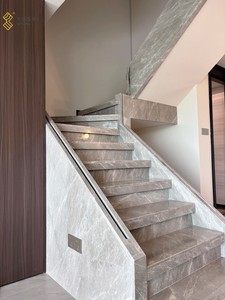 YUSHI <span class=keywords><strong>Dora</strong></span> nuage gris marbre marches d'escalier intérieur de Villa moderne avec solution de conception graphique de grande dalle polie pour les projets - Product Image 5