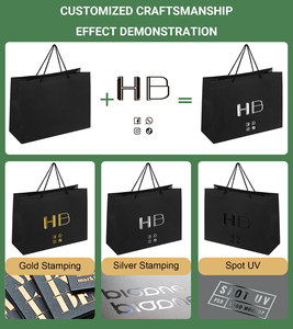 Sacs cadeaux de luxe noirs, roses et blancs pour vêtements, petits sacs de vente au détail, sacs shopping en papier personnalisés pour entreprises avec votre propre logo - Product Image 5