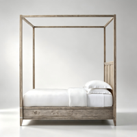 Cama de Cuatro Postes con Dosel de Madera Maciza de Nogal, Tamaño King/Queen, con Acabado de Grano Rico, para Diseñadores de Interiores de Villas de Lujo