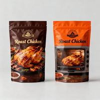 Sacs d'emballage personnalisés imprimés pour poulet rôti chaud, poulet frit entier, poulet de rôtisserie, avec fermeture éclair refermable pour micro-ondes