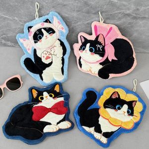Cute Cat Shaped Hand <b>Towel</b> 18x20 Cm Coral Fleece <b>Quick</b> <b>Drying</b> Kitchen Dishcloth Hanging <b>Towel</b> Cartoon Pattern - Product Image 1