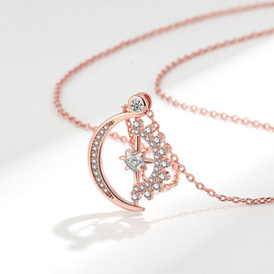 Collana con Ciondolo a Stella a 8 Punte Placcata in Oro Rame, Gioielli Celesti con Zirconi per Donna - Product Image 3