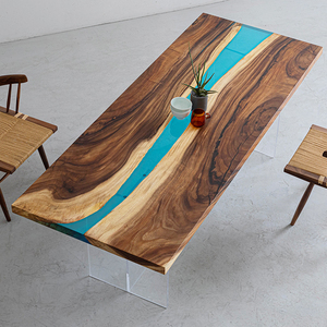 Wholesale New Design Epoxy Resin River Tabletop Home Furniture office Art Walnut Wooden resin table