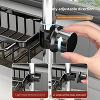 Étagère de rangement en acier au carbone à fixer sur robinet, organiseur d'évier de cuisine avec design égouttoir, style moderne et minimaliste pour la vaisselle à domicile