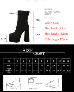 Bottes courtes sexy XSD à talon épais et semelle épaisse, confortables, noires, pour soirée, talon haut, 2025 - Product Image 5