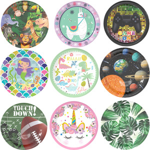 Assiettes en papier Sirène pour fête, 7 pouces, rondes, motif dessin animé, vaisselle pour fête d'anniversaire - Product Image 5