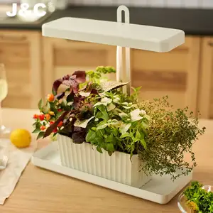 Planteur de plantes en bois, 2022, J & C, kit de jardin intelligent, lampe de croissance avec led, l'intérieur, granulés de farine