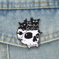 Vente en gros d'usine pour Halloween : Pin's de revers en métal émaillé personnalisé, motif chat noir mignon, crâne, squelette, animaux gothiques