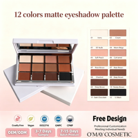 Palette de fards à paupières mats nude 12 couleurs, vente chaude, marque privée, maquillage naturel, longue tenue, waterproof, végan, vente en gros