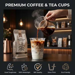 Gobelets en plastique PET de 16 oz jetables - Gobelet ultra transparent pour café glacé et boissons froides avec bord roulé - Product Image 5