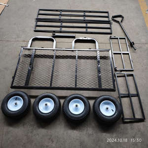 Chariot en métal robuste de 1200 livres chariot de cour à lit plat côtés en maille amovibles rouleau conteneur jardin ferme cour chariot à benne basculante OEM - Product Image 4