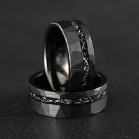 DRX Schmuck Maßgefertigter Großhandel 8mm Klassischer Gehämmerter Meteorit-Einlage Wolfram-Verlobungsring Schwarz Beschichtet Herren Damen Ehering