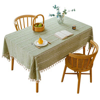 Nappe en polyester à franges rayées, crochetée ajourée, lavable, durable, réutilisable, pour table à manger, décoration intérieure