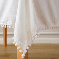Nappe rectangulaire à franges de couleur unie de haute qualité, nappe en coton et lin, couverture de Table pour fête intérieure et extérieure