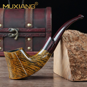 Muxiang Wooden Smoking Pipe Bent Type Briar Wood Tobacco Pipe 3mm Filter Men's Gift Set - Product Image 2