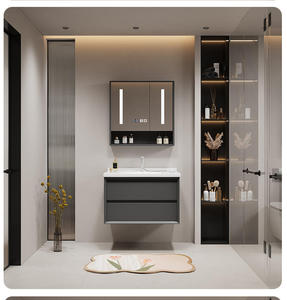 Mueble de Baño Minimalista sin Tiradores, Diseño Flotante, Tablero Resistente a la Humedad, Favorito de los Jóvenes, Ideal para Espacios Pequeños - Product Image 3