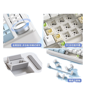 Bàn phím cơ học PBT tùy chỉnh kích thước đầy đủ, hỗ trợ hot-swap, kết nối không dây 2.4 GHz, ba chế độ kết nối USB, cấu trúc gasket, USB 3.0 mới, đèn RGB - Product Image 4