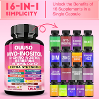 Vente en gros usine : Complément alimentaire Myo-Inositol D-Chiro Inositol Berberine en capsules 16-en-1, 90 capsules, qualité alimentaire, OEM/ODM, pour l'immunité