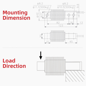 Sensor de fuerza de celda de carga, capacidad 701 de 5-500kg, tipo fuelle - Product Image 5