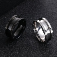 Professioneller 8mm Stufenkanten-Bohemian-Edelstahl Unisex-Verlobungsring Blanko mit Einzelkanalrillen für DIY-Einlagen-Schmuck