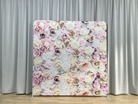 Toile de fond pliable en tissu de tension de 8x8 pieds pour les événements de mariage, taie d'oreiller, toile de fond de cabine photo noir uni